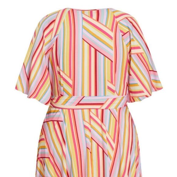 City‎ Chic Women's Plus Size Printed FloatyTrue Wrap Design Midi Dress - Picture 7 of 9